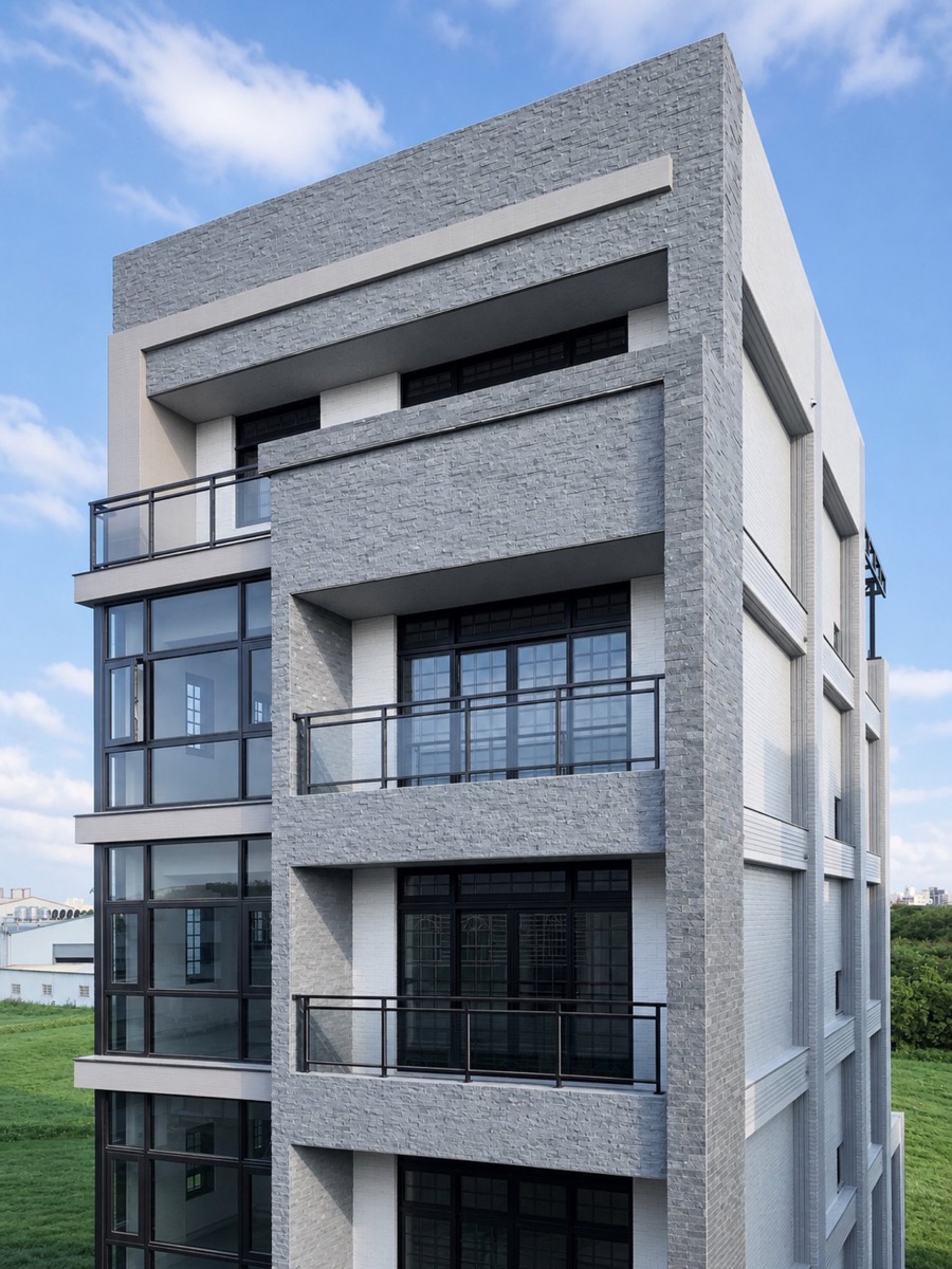 住宅正面外觀與多層落地窗