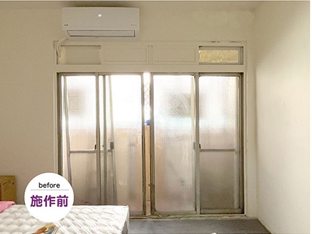 鋁本色落地窗施工前