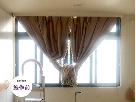 純白色廚房橫拉窗施工前